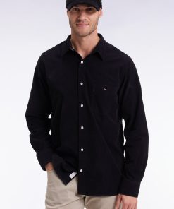 Eden Park Homme Men's Chemise En Velours Noir Coupe Droite