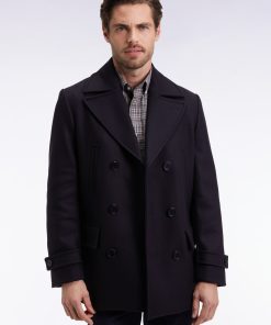 Eden Park Homme Men's Caban En Drap De Laine Mélangée Marine