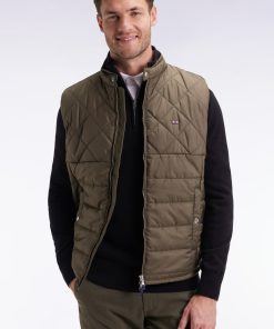 Eden Park Homme Men's Doudoune Sans Manches Col Motard En Nylon Matelassé Kaki