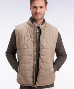 Eden Park Homme Men's Doudoune Sans Manches Col Motard En Nylon Matelassé Beige