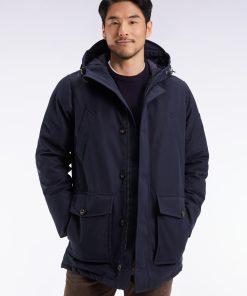 Eden Park Homme Men's Parka Courte En Nylon Marine À Poches Plaquées