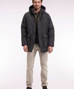 Eden Park Homme Men's Parka Courte En Nylon Kaki À Poches Plaquées