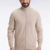 Eden Park Homme Men's Cardigan En Coton Nid D'abeille Beige Coupe Droite