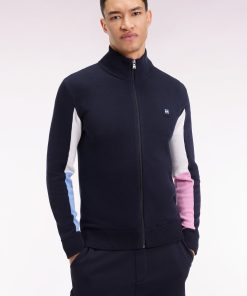 Eden Park Homme Men's Cardigan En Coton Marine À Intérieur De Manches Contrasté