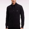 Eden Park Homme Men's Cardigan Zippé En Coton Nid D'abeille Noir Coupe Droite