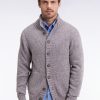 Eden Park Homme Men's Cardigan En Laine Vierge Et Alpaga Mélangés Gris Coupe Droite