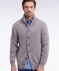 Eden Park Homme Men's Cardigan En Laine Vierge Et Alpaga Mélangés Gris Coupe Droite