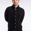 Eden Park Homme Men's Cardigan À Col Montant En Laine Et Coton Noir