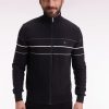 Eden Park Homme Men's Cardigan Zippé En Coton Noir À Liserés Colorés Coupe Droite