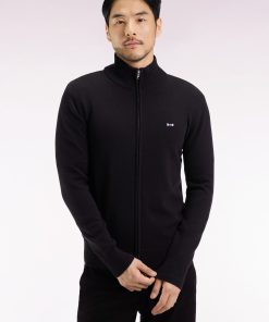 Eden Park Homme Men's Cardigan Zippé En Coton Noir Coupe Droite