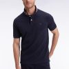 Eden Park Homme Men's Polo Manches Courtes En Coton Pima Marine Sous-col Rayé Coupe Droite