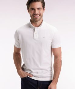 Eden Park Homme Men's Polo Manches Courtes En Coton Pima Blanc Coupe Droite