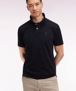 Eden Park Homme Men's Polo Manches Courtes En Coton Pima Noir Coupe Droite
