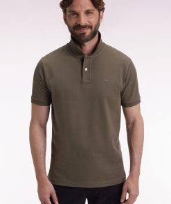 Eden Park Homme Men's Polo Manches Courtes En Coton Pima Kaki Coupe Droite