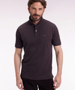 Eden Park Homme Men's Polo Manches Courtes En Coton Pima Marron Coupe Droite