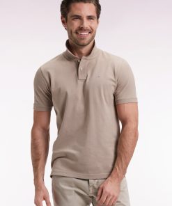 Eden Park Homme Men's Polo Manches Courtes En Coton Pima Beige Coupe Droite