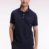 Eden Park Homme Men's Polo Manches Courtes En Coton Marine Détails Rayés Coupe Ample