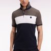 Eden Park Homme Men's Polo Tricolore Manches Courtes En Piqué Coton Stretch Marron Coupe Sli