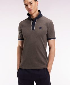 Eden Park Homme Men's Polo Manches Courtes En Piqué Coton Stretch Marron Coupe Slim