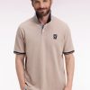 Eden Park Homme Men's Polo Manches Courtes Nouvelle Zélande En Piqué Coton Beige Coupe Ample