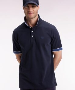 Eden Park Homme Men's Polo Manches Courtes En Coton Marine Coupe Ample