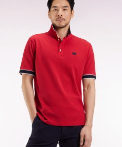 Eden Park Homme Men's Polo Manches Courtes En Coton Rouge Coupe Ample