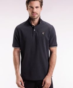 Eden Park Homme Men's Polo Manches Courtes Nouvelle Zélande En Piqué Coton Gris Coupe Ample