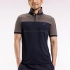 Eden Park Homme Men's Polo Bicolore Manches Courtes En Piqué Coton Stretch Marine Coupe Slim