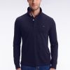 Eden Park Homme Men's Polo À Manches Longues En Coton Stretch Marine Coupe Slim