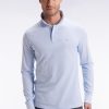 Eden Park Homme Men's Polo À Manches Longues En Coton Pima Ciel Coupe Droite