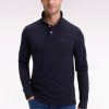 Eden Park Homme Men's Polo À Manches Longues En Coton Pima Marine Coupe Droite