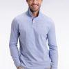 Eden Park Homme Men's Polo À Manches Longues En Coton Chiné Ciel Coupe Droite