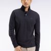 Eden Park Homme Men's Polo À Manches Longues En Coton Chiné Gris Foncé Coupe Droite