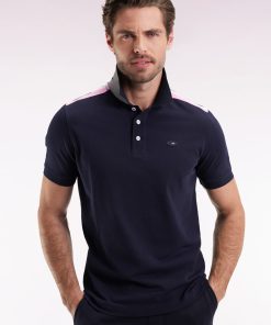 Eden Park Homme Men's Polo Xv De France Manches Courtes En Coton Marine Coupe Droite