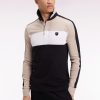 Eden Park Homme Men's Polo Tricolore À Manches Longues En Coton Stretch Beige Coupe Slim