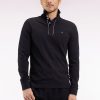 Eden Park Homme Men's Polo À Manches Longues En Coton Stretch Noir Passepoilé Coupe Slim