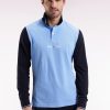 Homme Men's Polo À Manches Longues En Piqué Coton Bicolore Ciel Logo Eden Park