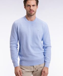 Eden Park Homme Men's Pull Col Rond En Coton Nid D'abeille Ciel