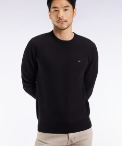 Eden Park Homme Men's Pull Col Rond En Coton Nid D'abeille Noir