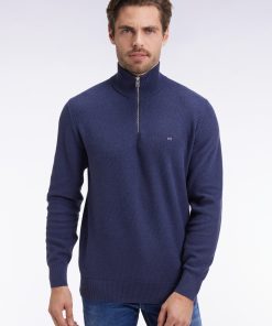 Eden Park Homme Men's Pull Col Camionneur En Coton Nid D'abeille Marine