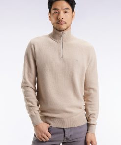 Eden Park Homme Men's Pull Col Camionneur En Coton Nid D'abeille Beige