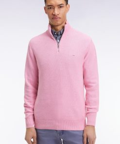 Eden Park Homme Men's Pull Col Camionneur En Coton Nid D'abeille Rose
