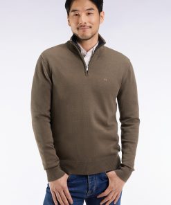 Eden Park Homme Men's Pull Col Camionneur En Coton Épais Kaki