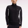 Eden Park Homme Men's Pull Col Camionneur En Coton Noir À Manches Contrastées Tricolores