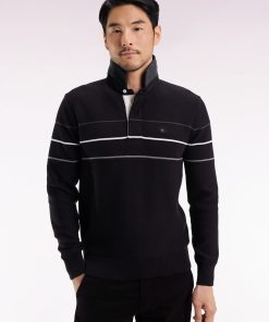 Eden Park Homme Men's Pull Col Maillot En Coton Noir Dos Brodé