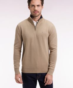 Eden Park Homme Men's Pull Col Camionneur En Coton Épais Beige