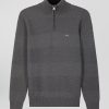 Eden Park Homme Men's Pull Col Camionneur En Coton Gris Effet De Rayure