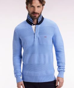 Eden Park Homme Men's Pull Col Maillot En Coton Ciel À Effet De Rayure