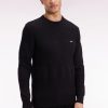 Eden Park Homme Men's Pull Col Rond En Coton Noir À Effet De Rayure