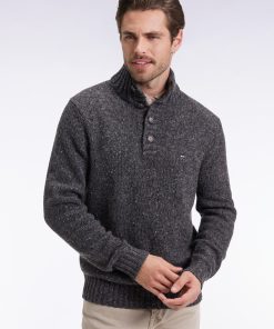 Eden Park Homme Men's Pull Col Montant En Laine Vierge Mélangée Gris